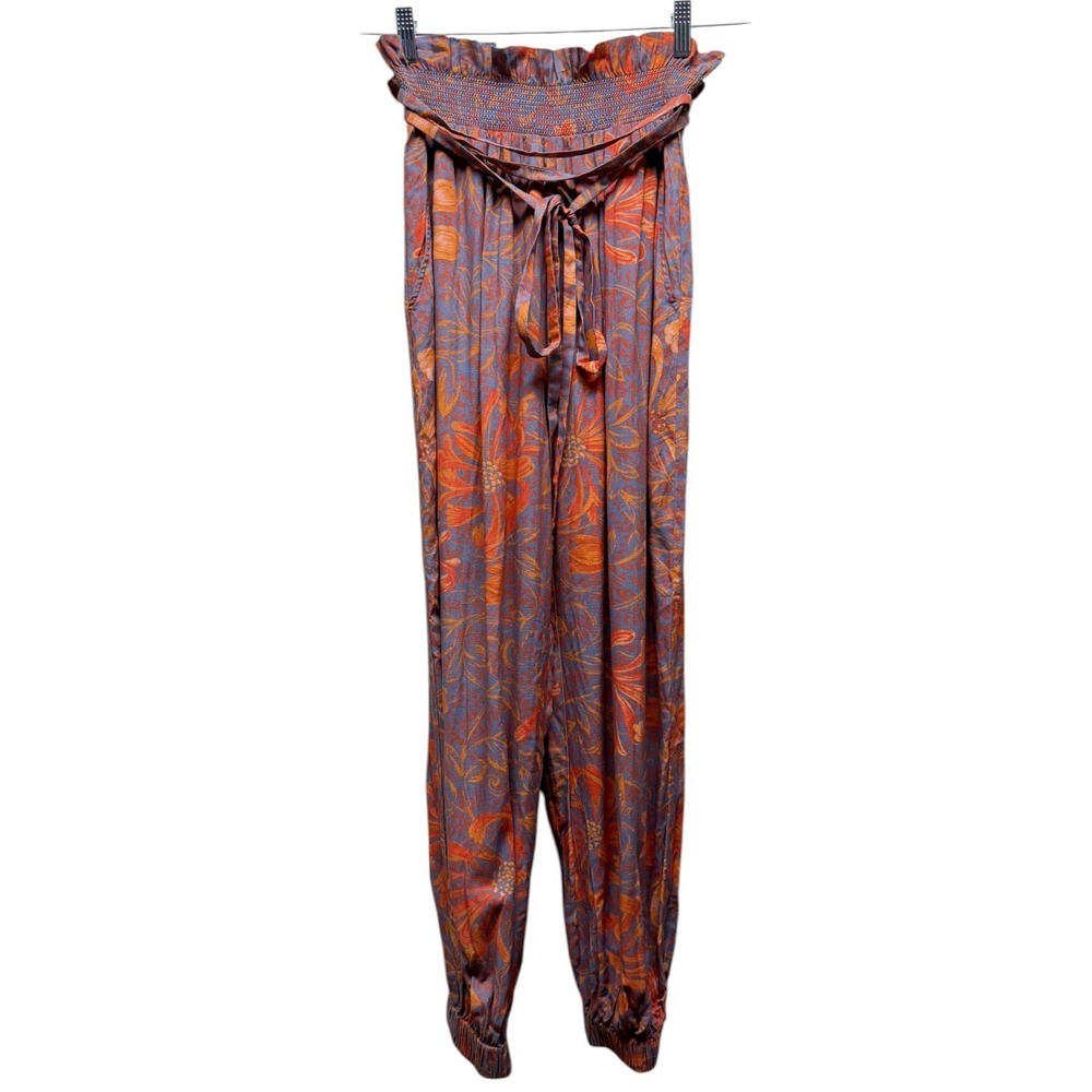 Jens Pirate Booty‎ Floral Boho Harem Pants XS Smocked Festival Hippie Joggers